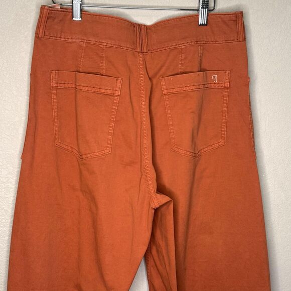 Pilcro Pants Womens 31 Orange Wide Leg Cropped High Rise Twill Utility Stretch - Picture 5 of 8